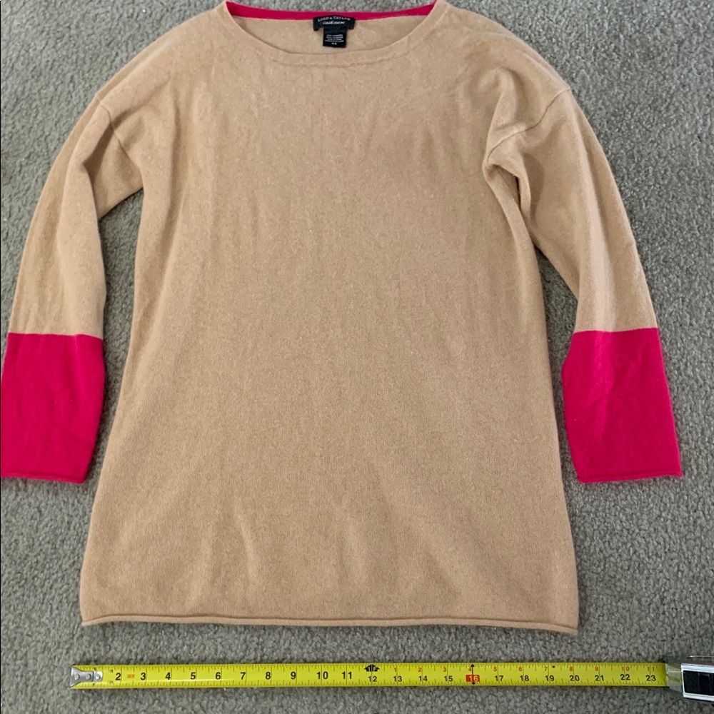 Lord & Taylor cashmere sweater pink tan medium m